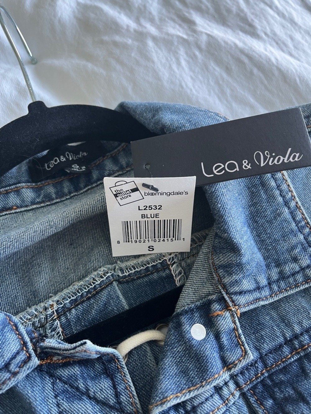 Anthropologie Lea & Viola Blue Lace-Up Denim Jacket - Picture 3 of 8